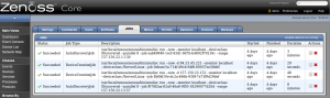 Visualisation des jobs qui ont été planifiés sur Zenoss